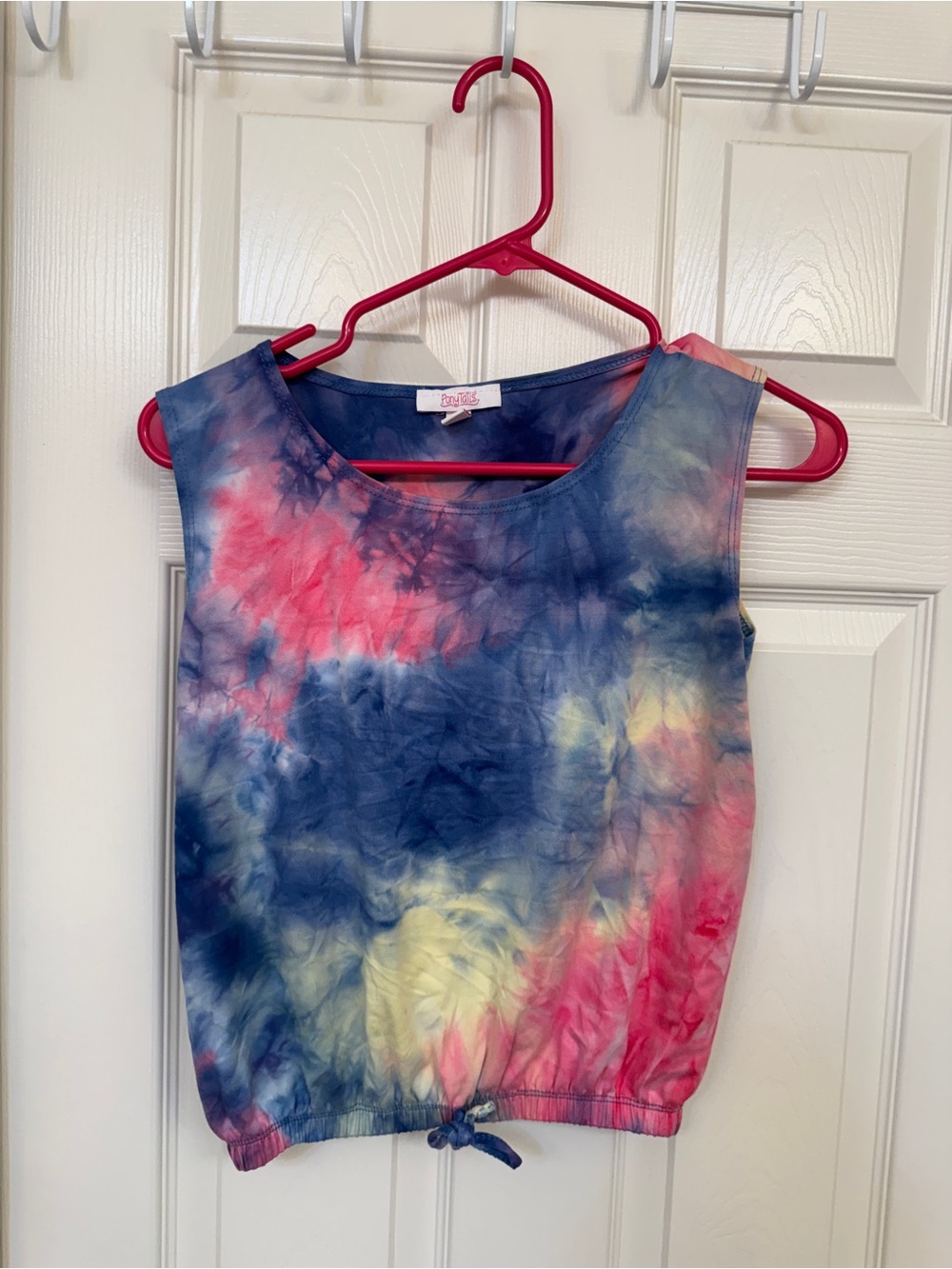 Tie-Dye Scoop Neck Tank Top - Navy, Pink & Yellow